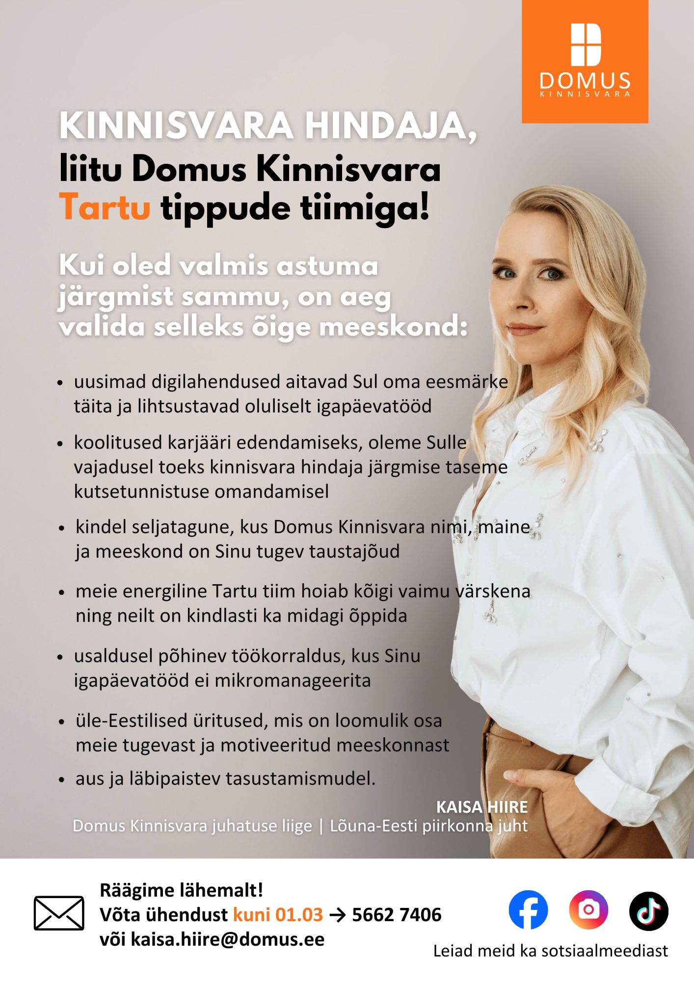 Tööpakkumine Domus Kinnisvara